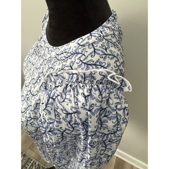 NWT LOFT Women's Classy Print Ruffle Shoulder Blouse sz S Career Summer MSRP $69 - Picture 10 of 15